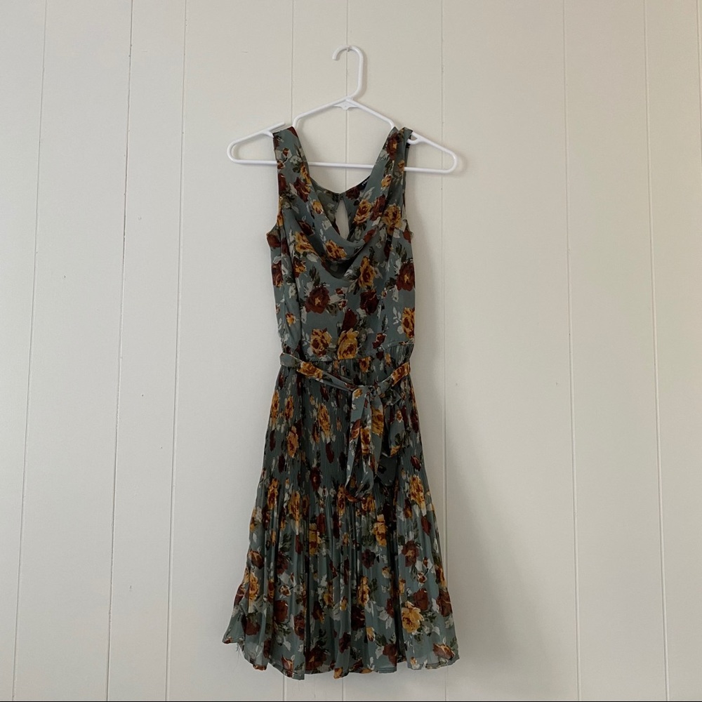 Floral cowl neck midi dress